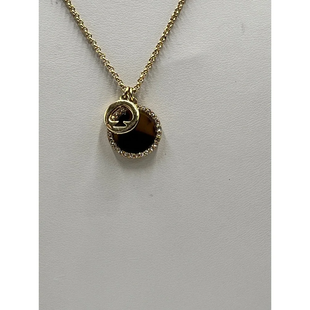 Kate Spade NY Spot The Spade‎ Brown Gold Plated Pave Charm necklace
